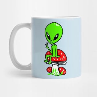 Alien Sitting on a Mushroom Rad Illustration Mug